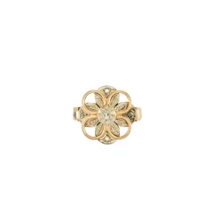 Bague vintage fleur diamants or jaune et blanc