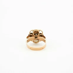Bague vintage fleur diamants or jaune et blanc