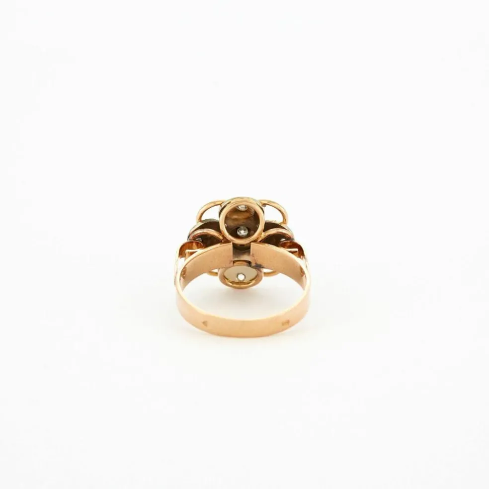 Bague vintage fleur diamants or jaune et blanc