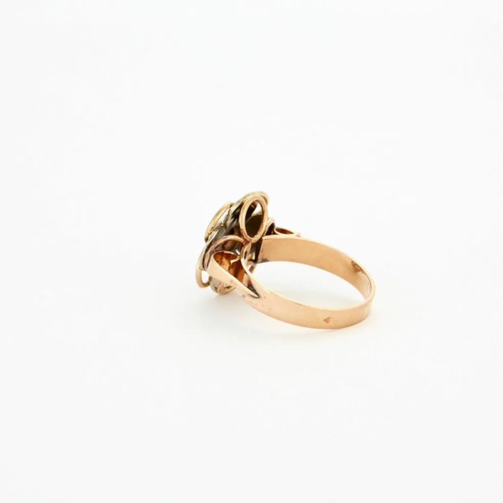 Bague vintage fleur diamants or jaune et blanc