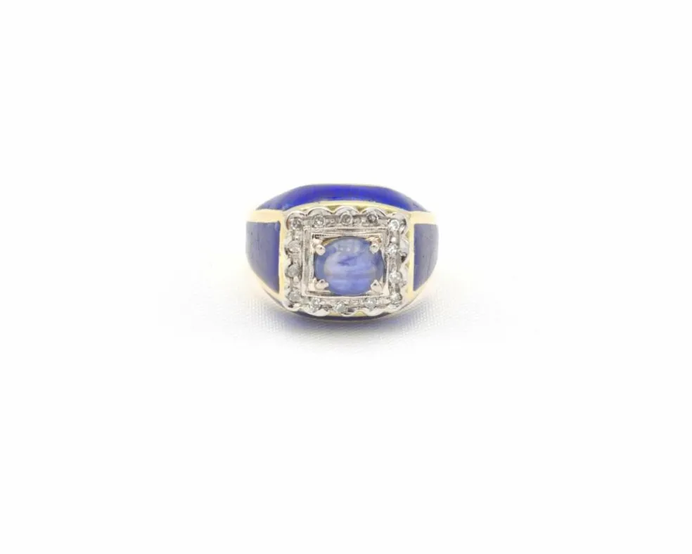 Bague vintage huit-huit saphirs et diamants