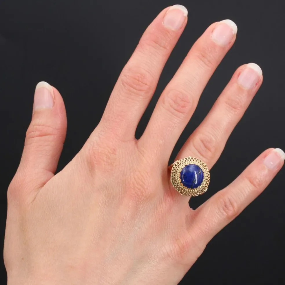 Bague vintage lapis lazuli et or