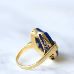 Bague vintage, lapis lazuli, or et diamants
