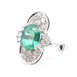 Bague Vintage émeraude & diamants