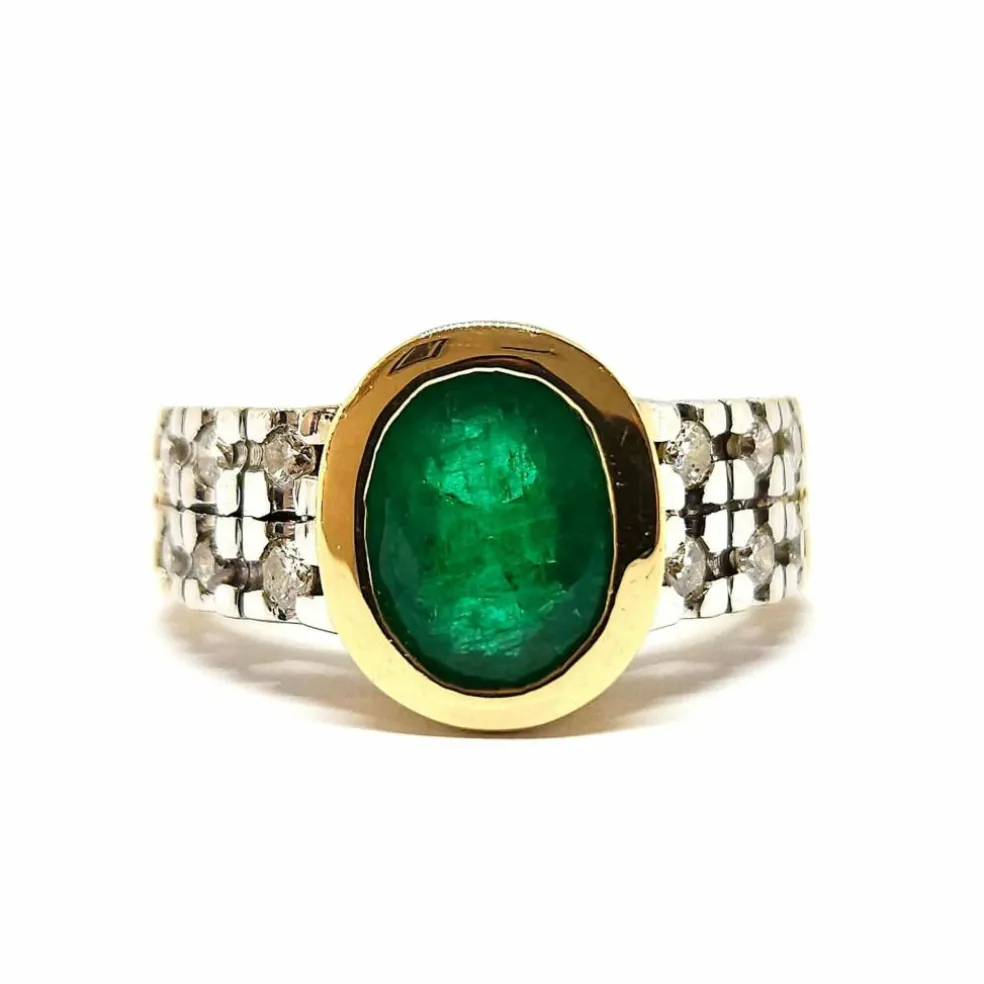 Bague vintage émeraude & diamants