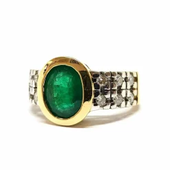 Bague vintage émeraude & diamants