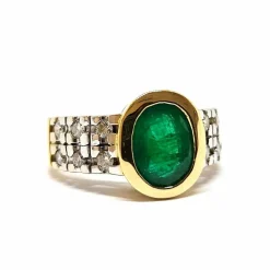 Bague vintage émeraude & diamants