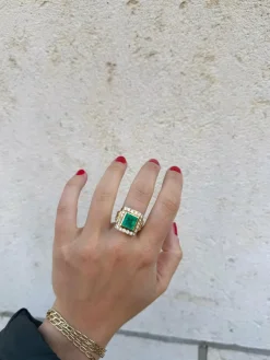 Bague vintage émeraude colombienne