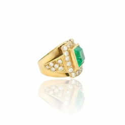 Bague vintage émeraude colombienne