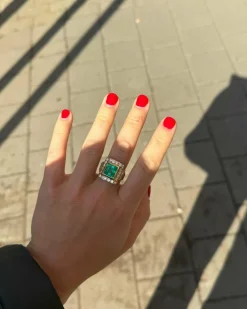 Bague vintage émeraude colombienne