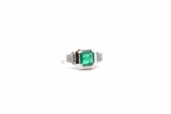 Bague vintage émeraude 1,54cts et diamants