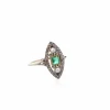 Bague vintage émeraude, diamants et perles