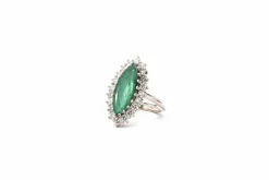 Bague vintage émeraude et diamants en or 18k