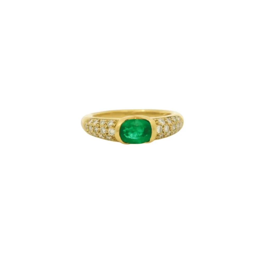 Bague vintage émeraude et diamant