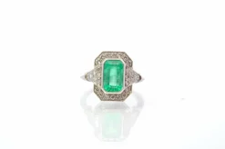 Bague vintage émeraude et diamants
