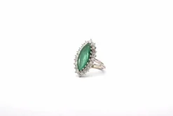 Bague vintage émeraude et diamants en or 18k