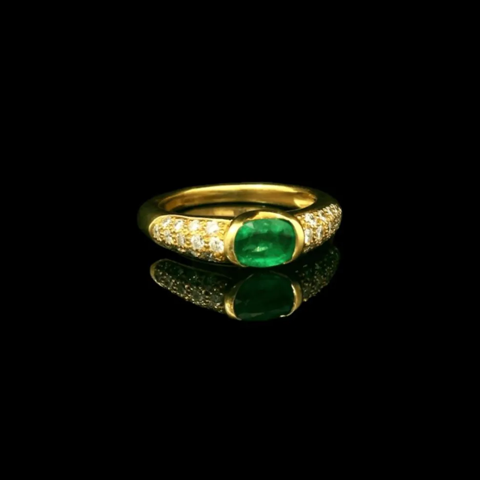 Bague vintage émeraude et diamant