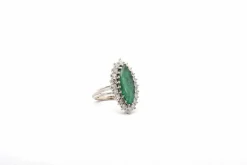 Bague vintage émeraude et diamants en or 18k