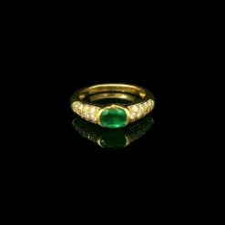 Bague vintage émeraude et diamant