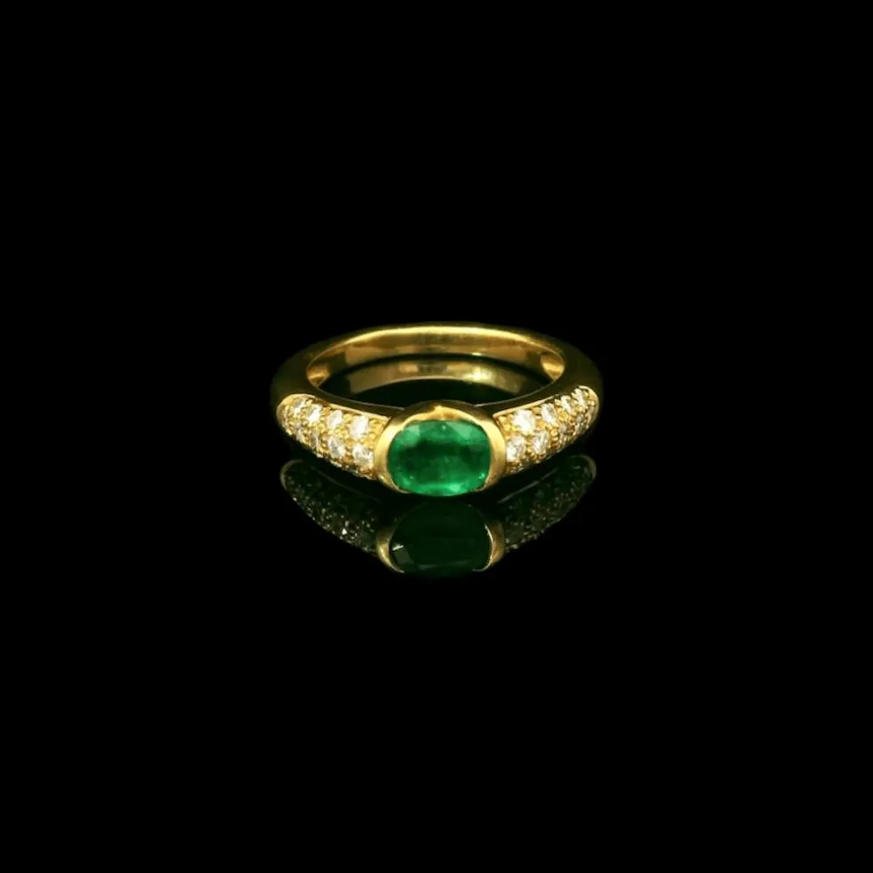 Bague vintage émeraude et diamant