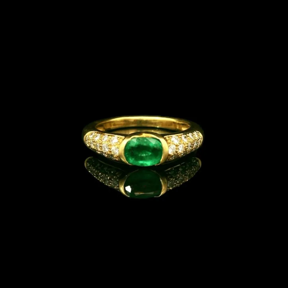 Bague vintage émeraude et diamant