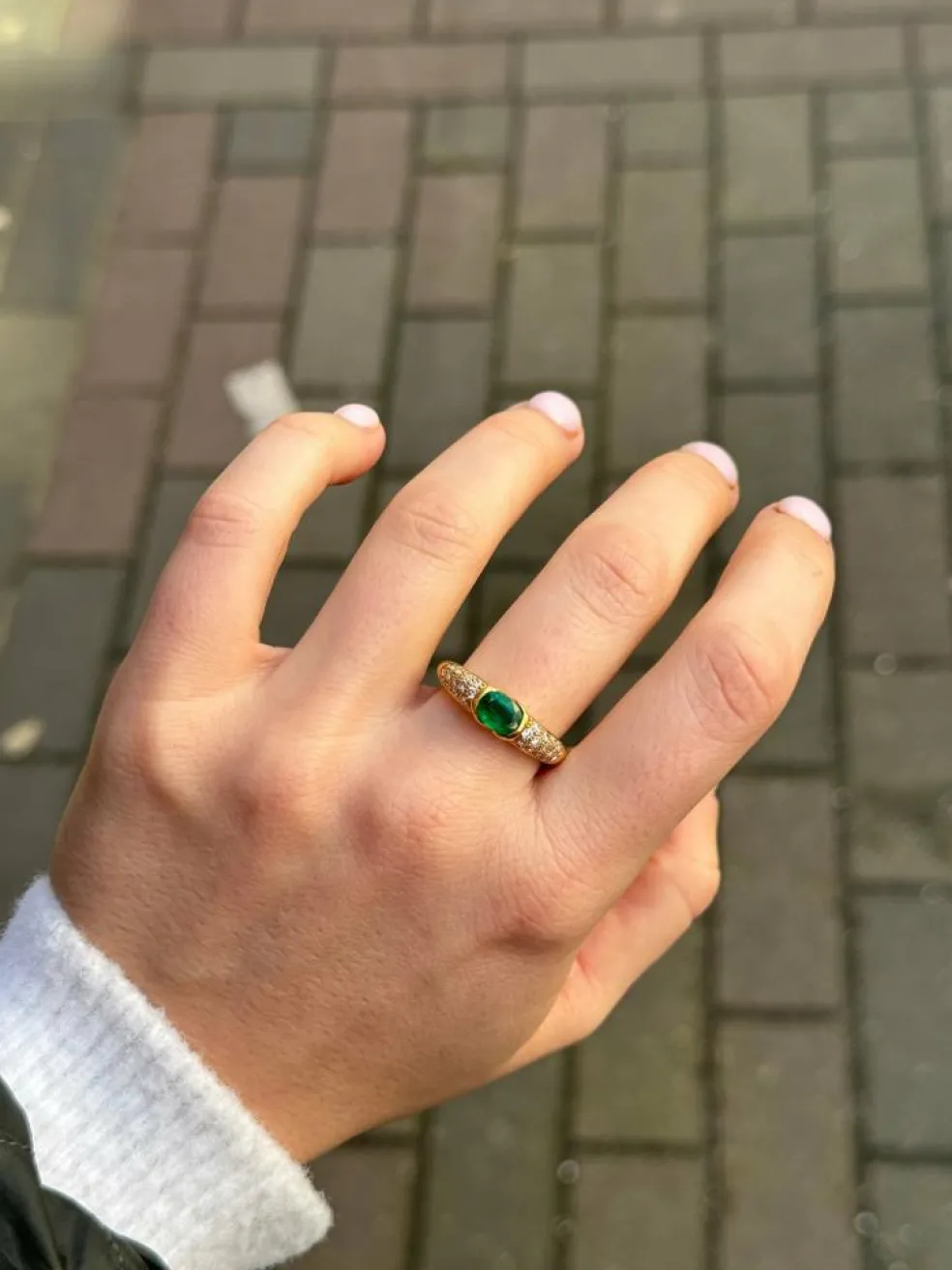Bague vintage émeraude et diamant
