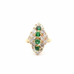 Bague vintage émeraudes et diamants
