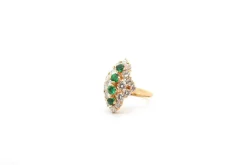 Bague vintage émeraudes et diamants