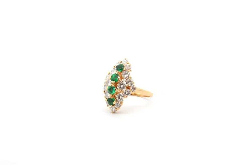 Bague vintage émeraudes et diamants
