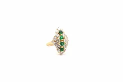 Bague vintage émeraudes et diamants