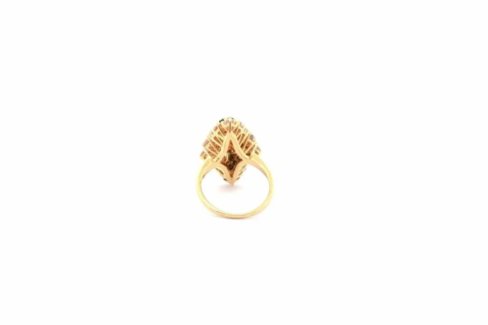 Bague vintage émeraudes et diamants