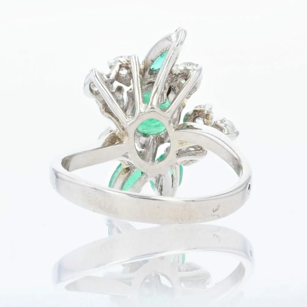 Bague vintage émeraudes et diamants