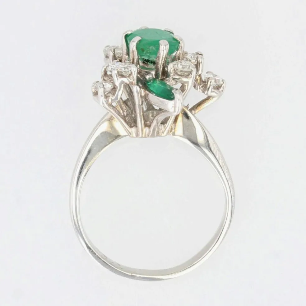 Bague vintage émeraudes et diamants
