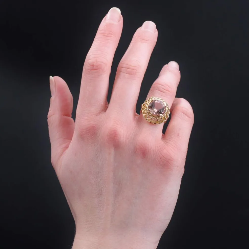Bague vintage morganite et or