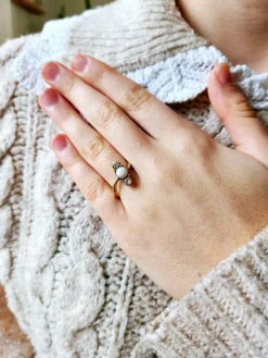 Bague vintage Opale et Diamants anciens