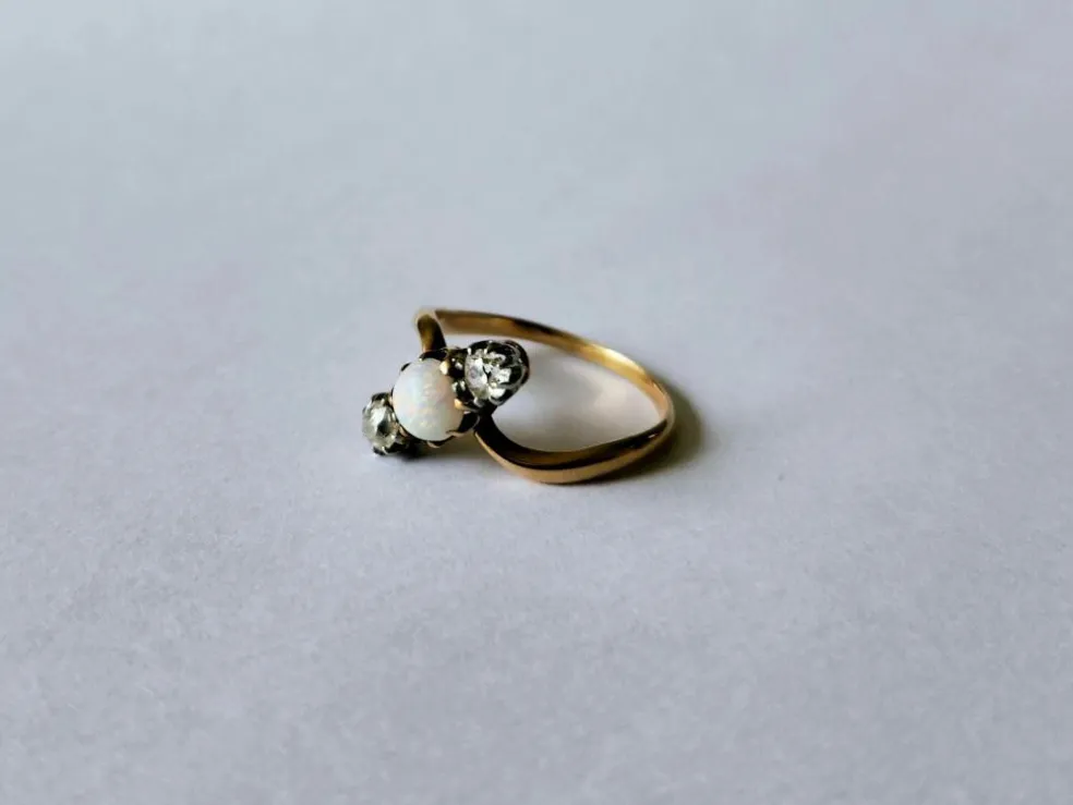 Bague vintage Opale et Diamants anciens