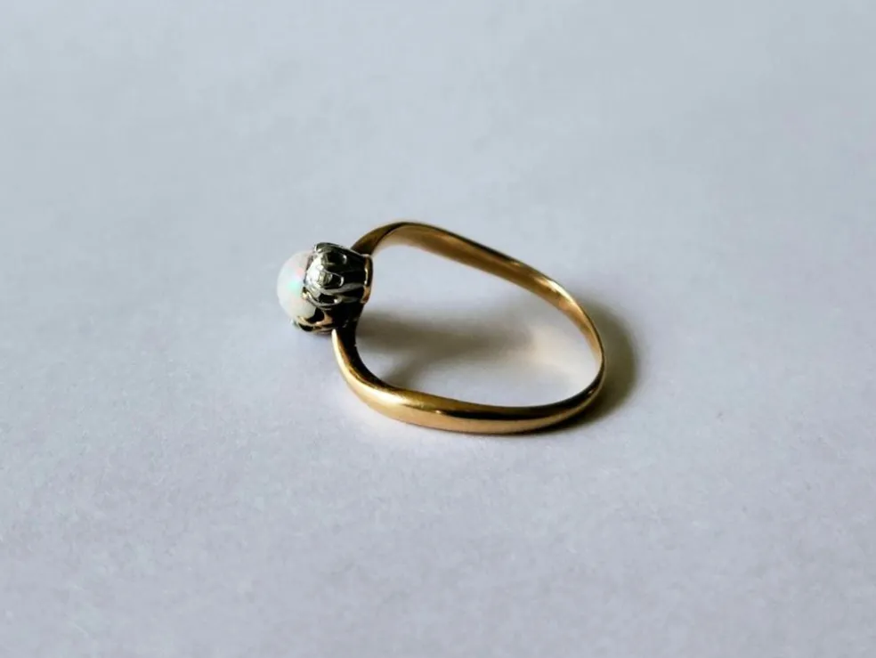 Bague vintage Opale et Diamants anciens