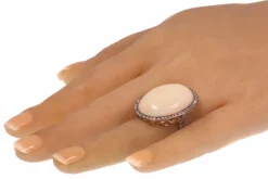 Bague vintage or , opale , diamants