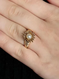 BAGUE "VINTAGE" OR & PERLE
