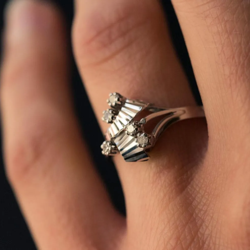 Bague vintage or blanc diamants