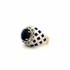 Bague Vintage or blanc et saphir