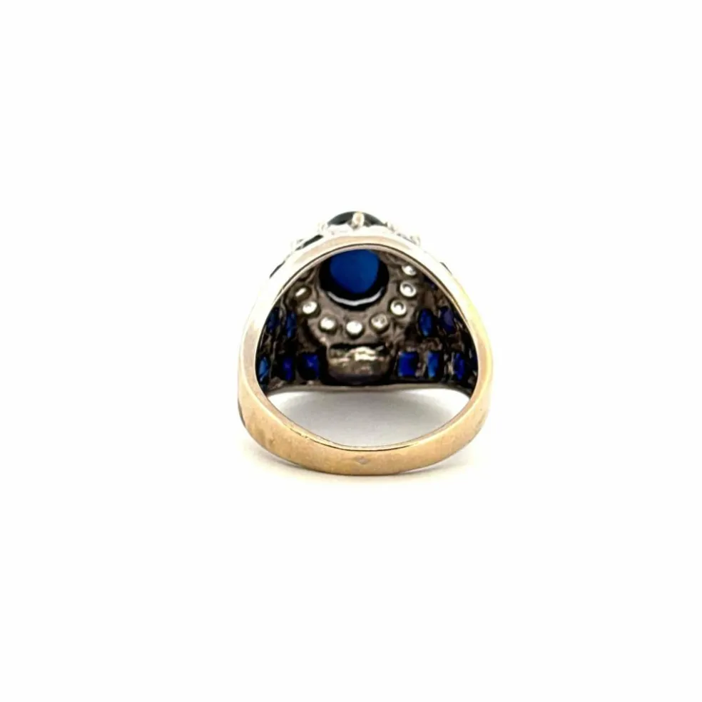 Bague Vintage or blanc et saphir