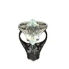 Bague vintage or gris, aigue-marine taille navette