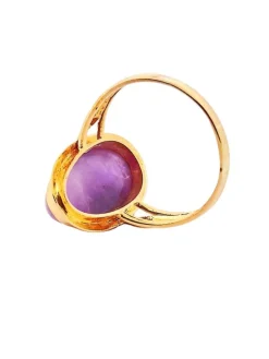 Bague vintage or jaune 18 carats et jade lavande