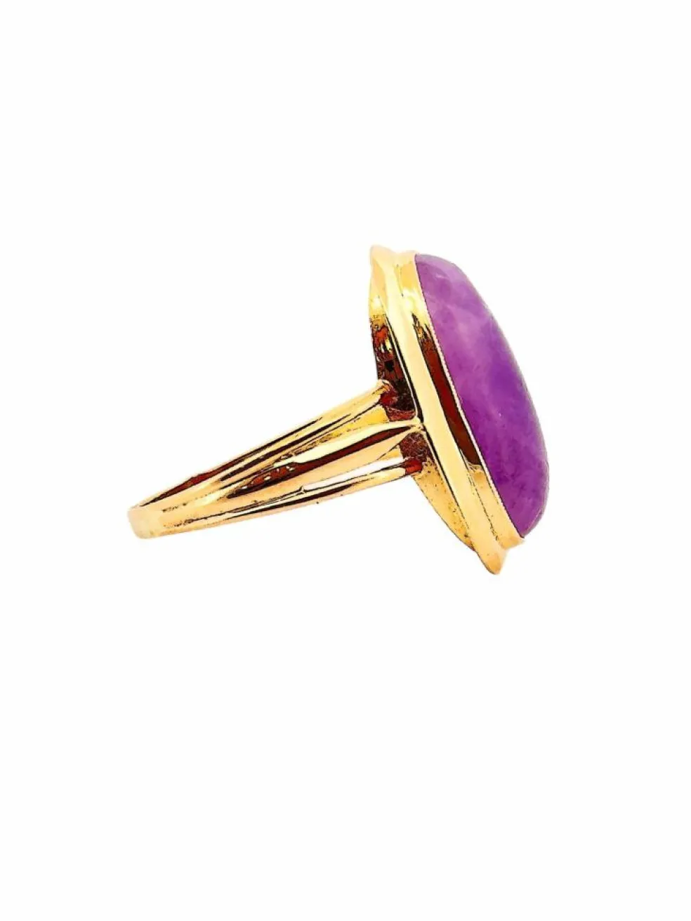Bague vintage or jaune 18 carats et jade lavande