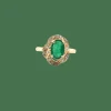 Bague vintage or Jaune - Emeraude et diamants