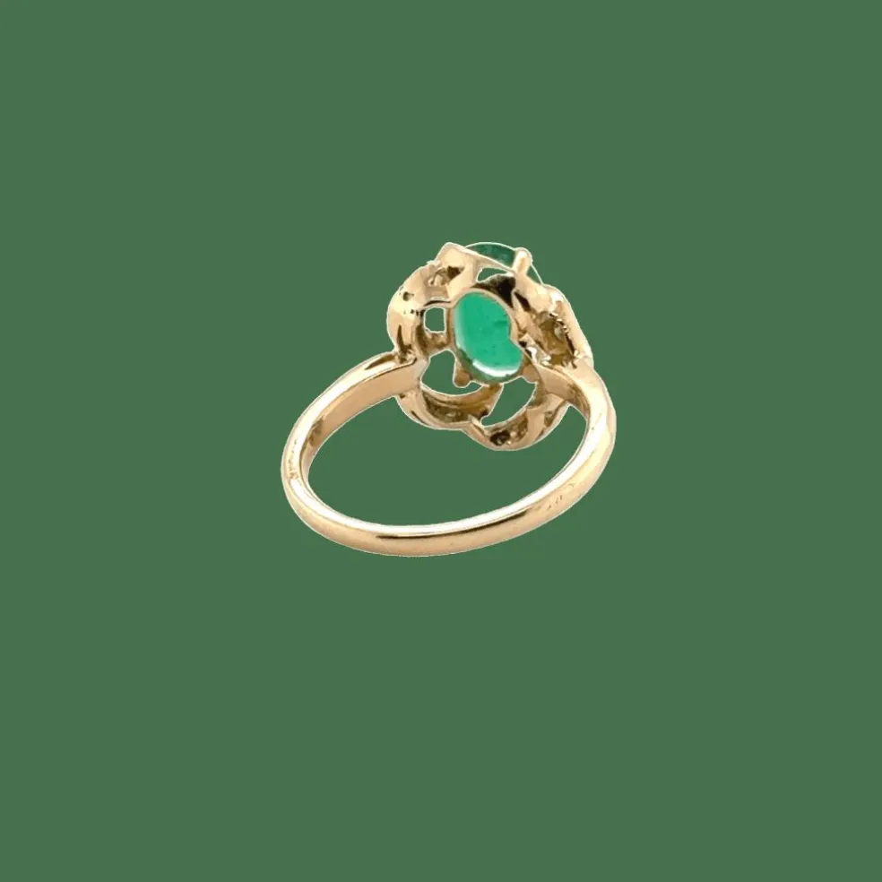 Bague vintage or Jaune - Emeraude et diamants