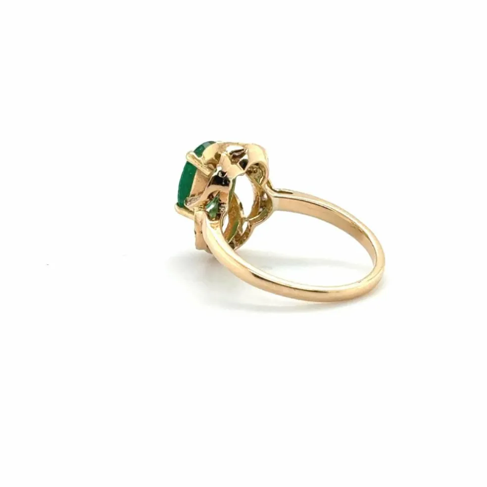 Bague vintage or Jaune - Emeraude et diamants