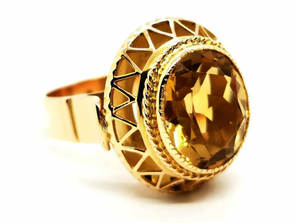 Bague Vintage Or jaune Citrine