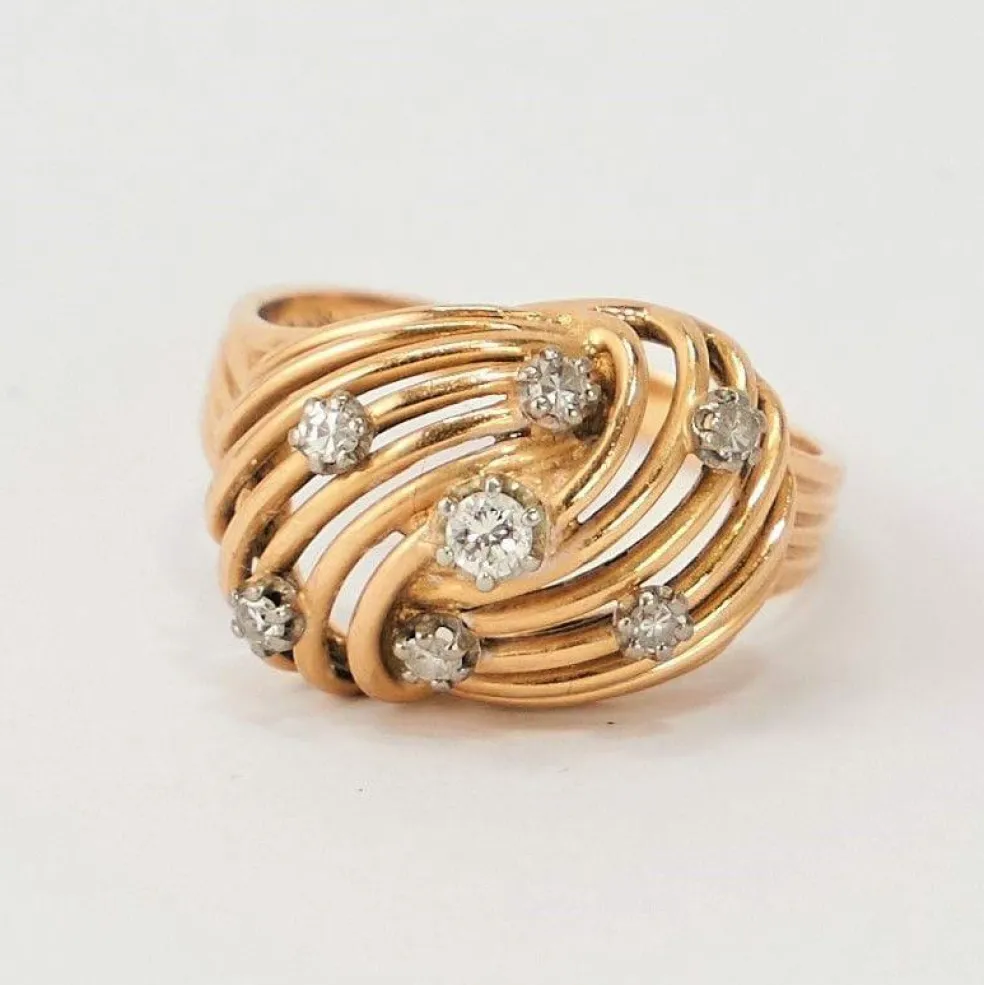Bague Vintage Or Jaune Diamants